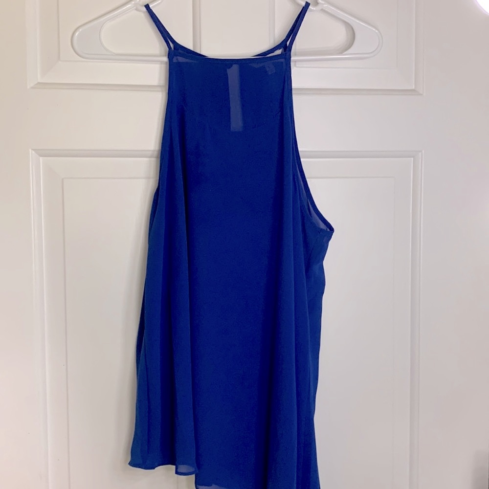 sheer blue tank top